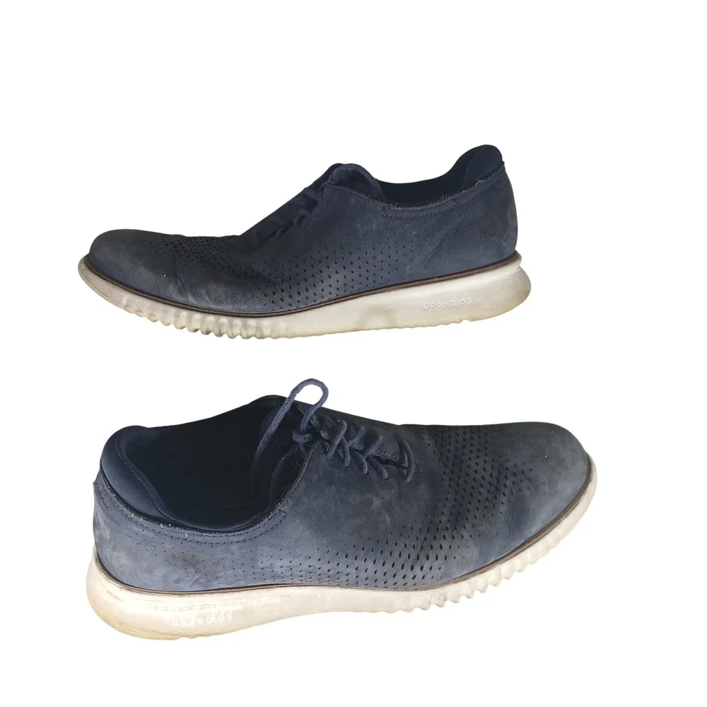 Cole Haan Zerogrand Navy Blue Perforated Suede Oxford Shoes‎ Mens 10W C23806